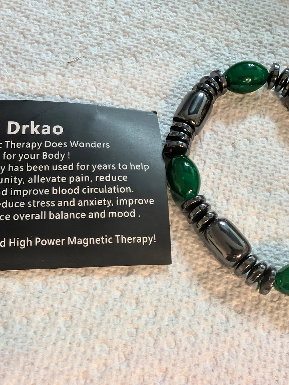 Green and Hematite Bead Stretch Bracelet